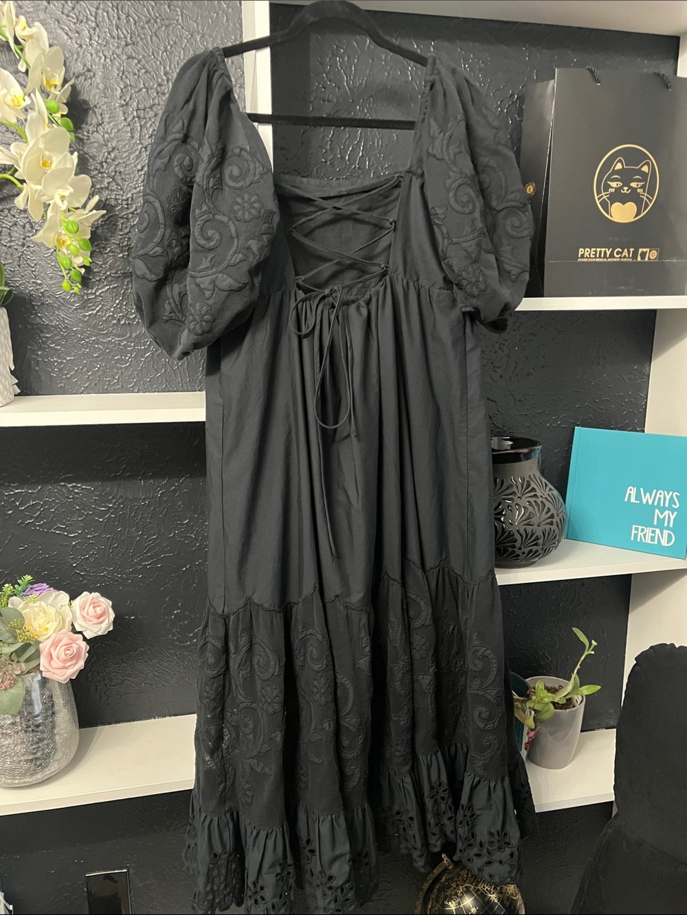Abercrombie & Fitch Black Dress with Puff Sleeves L - Picture 11 of 16